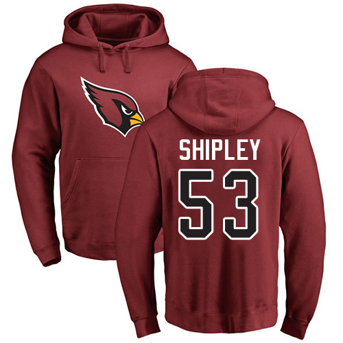 Arizona Cardinals Men Maroon A.Q. Shipley Name And Number Logo NFL Football #53 Pullover Hoodie Sweatshirts